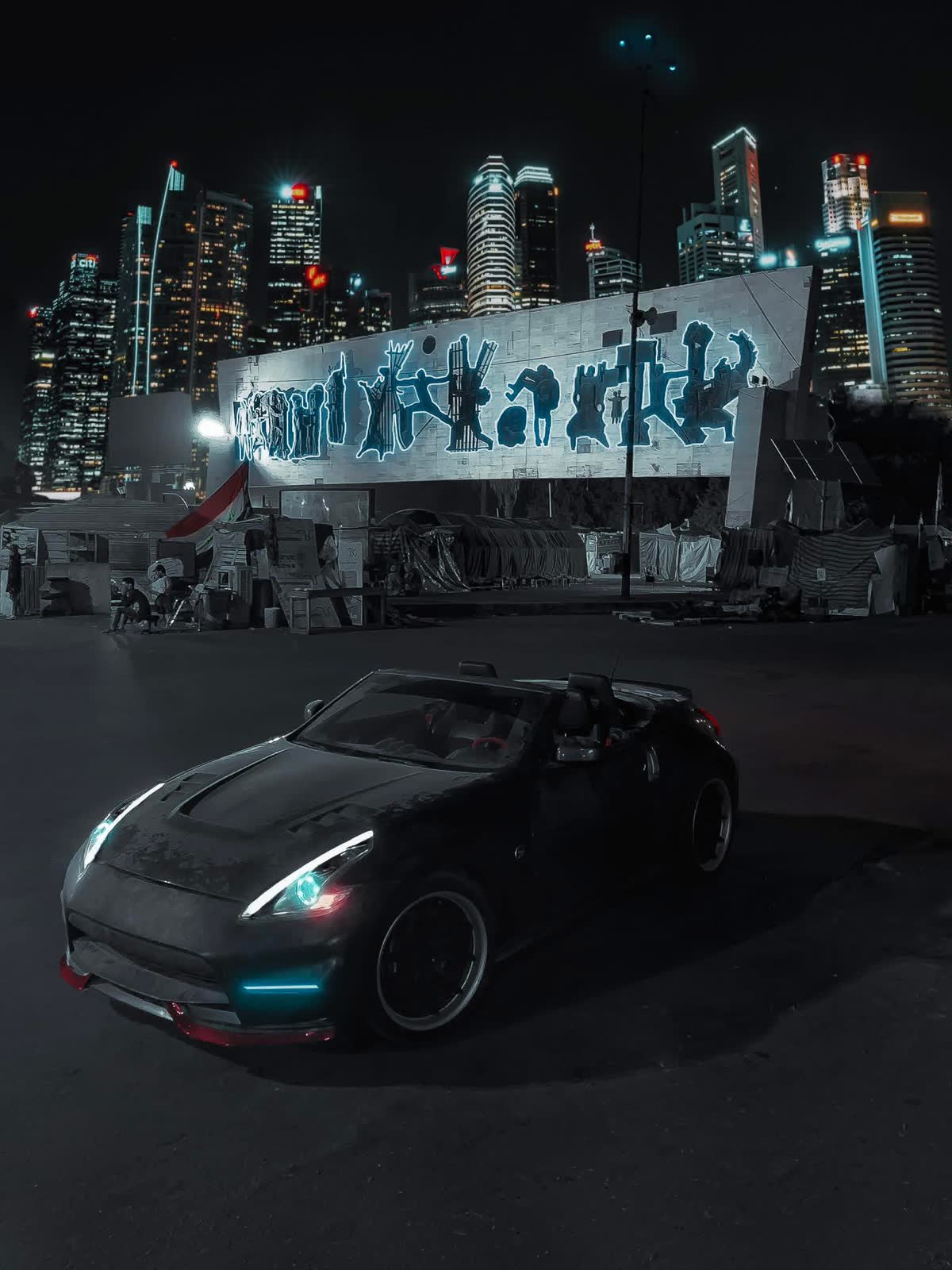 Nissan 370Z Roadster at the Freedom Monument, Baghdad